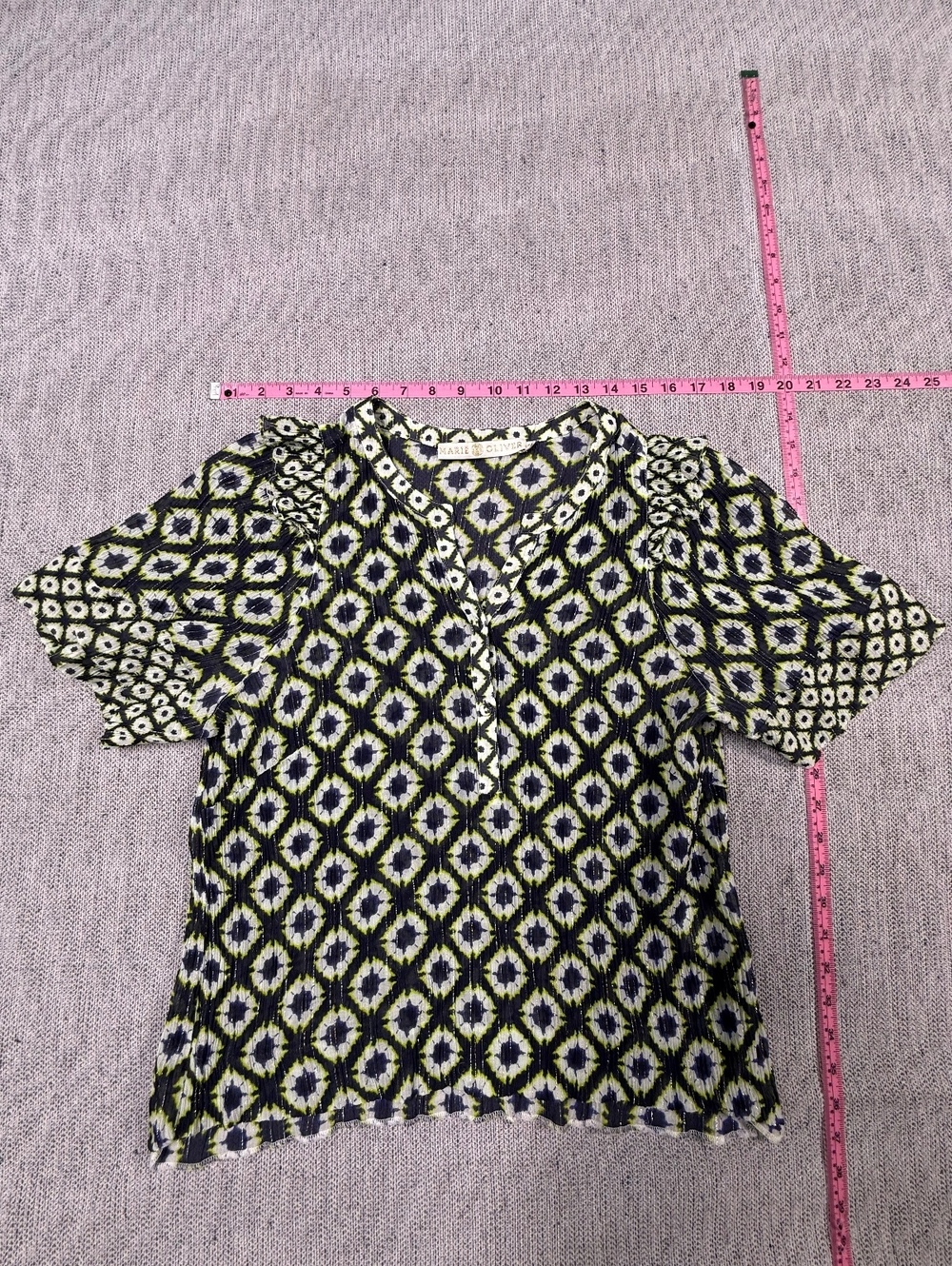 Marie Oliver Geometric Pattern Cotton Silk Blend Blouse M